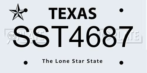 SST4687 Texas License Plate