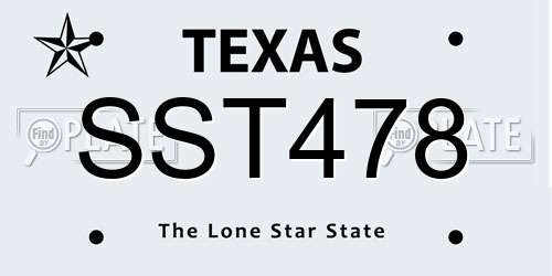 SST478 Texas License Plate