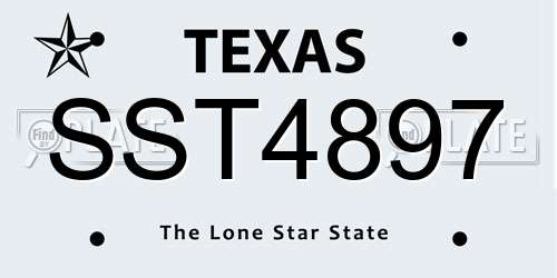 SST4897 Texas License Plate