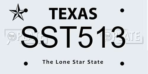 SST513 Texas License Plate
