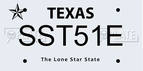 SST51E Texas License Plate