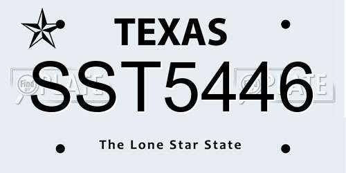 SST5446 Texas License Plate