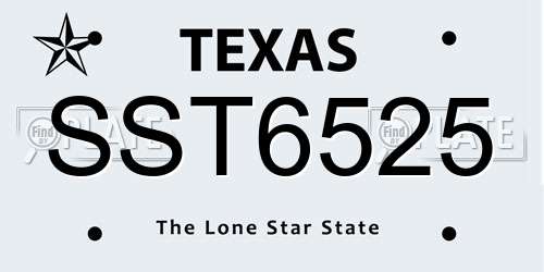 SST6525 Texas License Plate