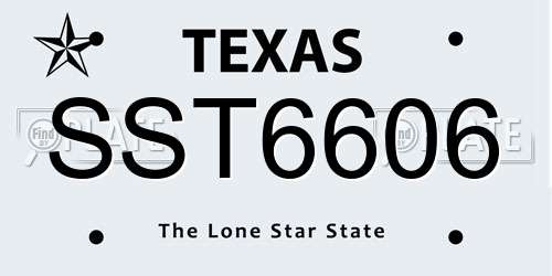 SST6606 Texas License Plate