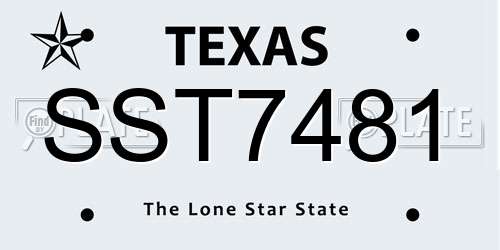 SST7481 Texas License Plate