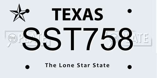 SST758 Texas License Plate
