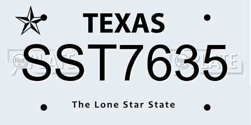 SST7635 Texas License Plate