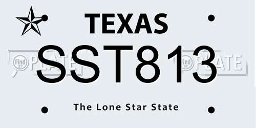 SST813 Texas License Plate