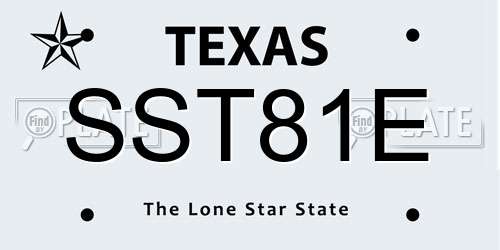 SST81E Texas License Plate