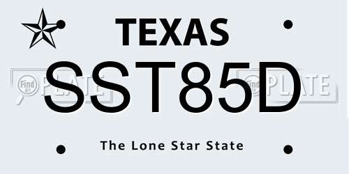 SST85D Texas License Plate