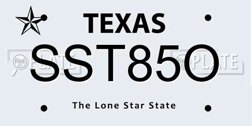 SST85O Texas License Plate