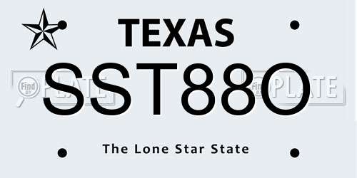 SST88O Texas License Plate