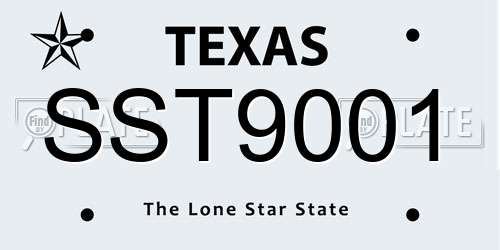 SST9001 Texas License Plate
