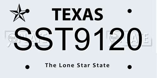 SST9120 Texas License Plate