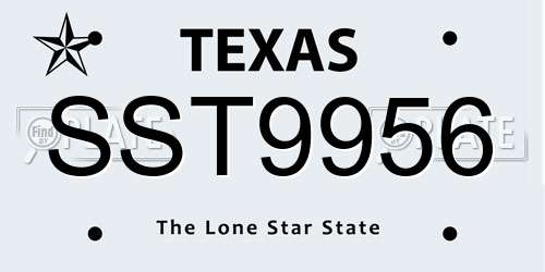 SST9956 Texas License Plate