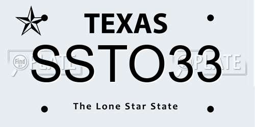 SSTO33 Texas License Plate