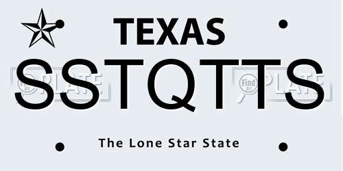 SSTQTTS Texas License Plate