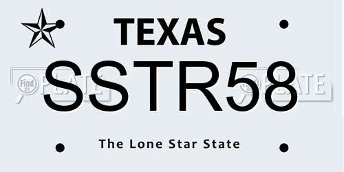 SSTR58 Texas License Plate