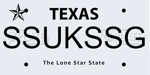 SSUKSSG Texas License Plate