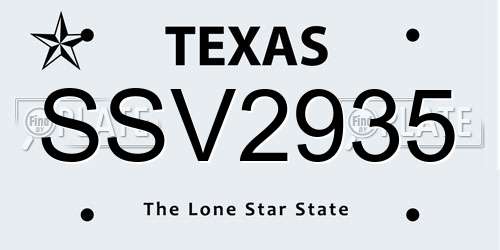 SSV2935 Texas License Plate