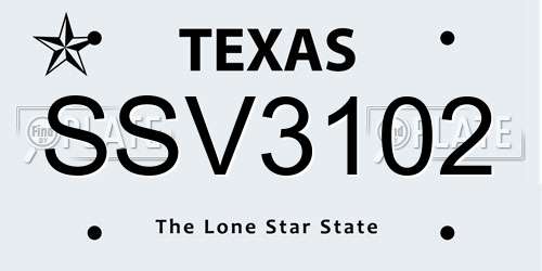 SSV3102 Texas License Plate