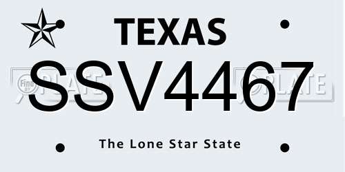 SSV4467 Texas License Plate