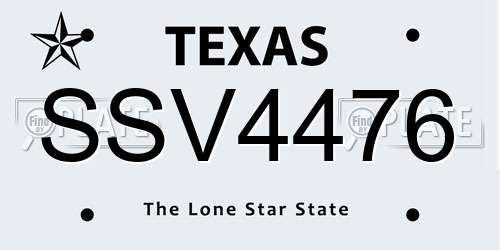 SSV4476 Texas License Plate