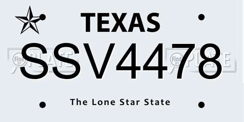 SSV4478 Texas License Plate