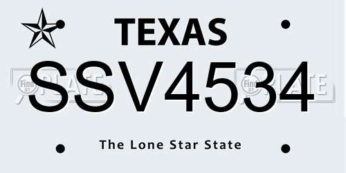 SSV4534 Texas License Plate