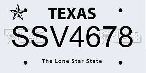 SSV4678 Texas License Plate