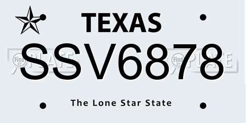 SSV6878 Texas License Plate
