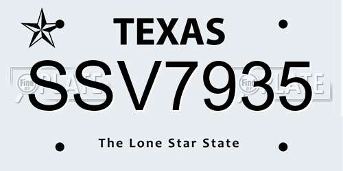 SSV7935 Texas License Plate