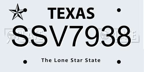 SSV7938 Texas License Plate
