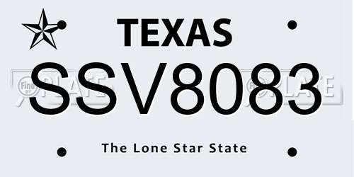 SSV8083 Texas License Plate