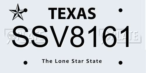 SSV8161 Texas License Plate