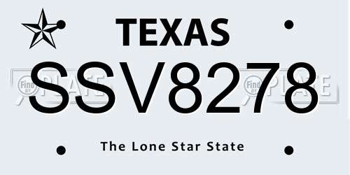 SSV8278 Texas License Plate