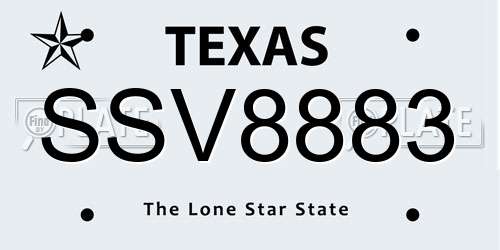 SSV8883 Texas License Plate