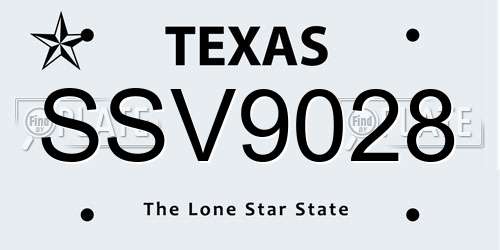 SSV9028 Texas License Plate