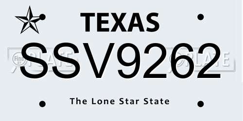 SSV9262 Texas License Plate