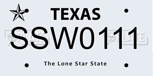 SSW0111 Texas License Plate