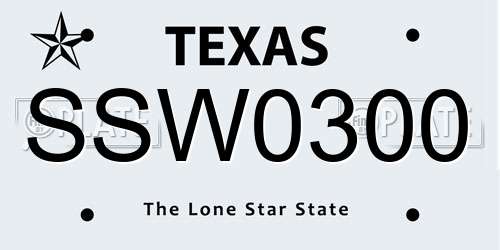 SSW0300 Texas License Plate