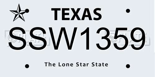 SSW1359 Texas License Plate
