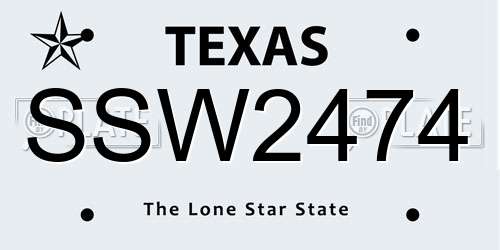 SSW2474 Texas License Plate
