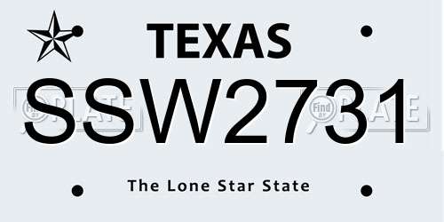 SSW2731 Texas License Plate