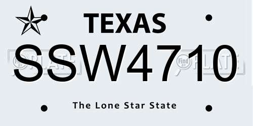 SSW4710 Texas License Plate