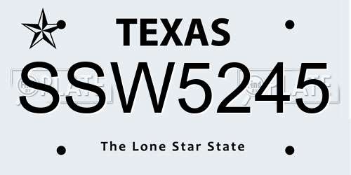 SSW5245 Texas License Plate
