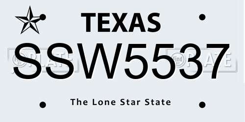 SSW5537 Texas License Plate