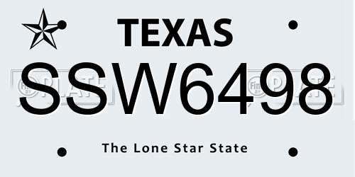 SSW6498 Texas License Plate