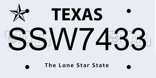 SSW7433 Texas License Plate