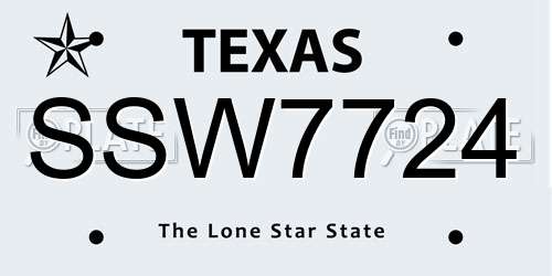 SSW7724 Texas License Plate